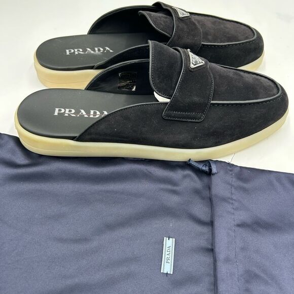 Men’s Prada triangle logo Saint Tropez slip on loafers size 9, made in Italy - Picture 5 of 9